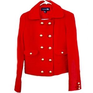 VGUC- Forever 21 Wool Blend Double Row Gold Button Jacket